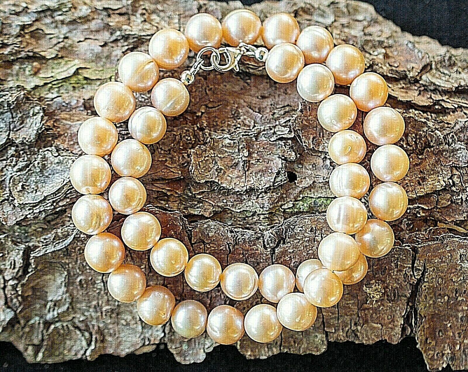 Lachs-Rosé Rund Naturfarben Ø 11 mm ZUCHTPERLENKETTE Tolle AA Qualität! TOP!!